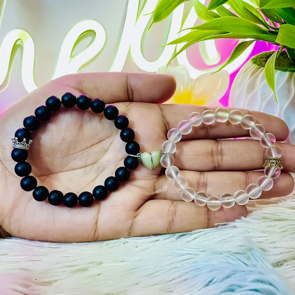 Glow in the Dark Magnetic Couple Bracelet with Crown (2 Pcs Set) — 4
