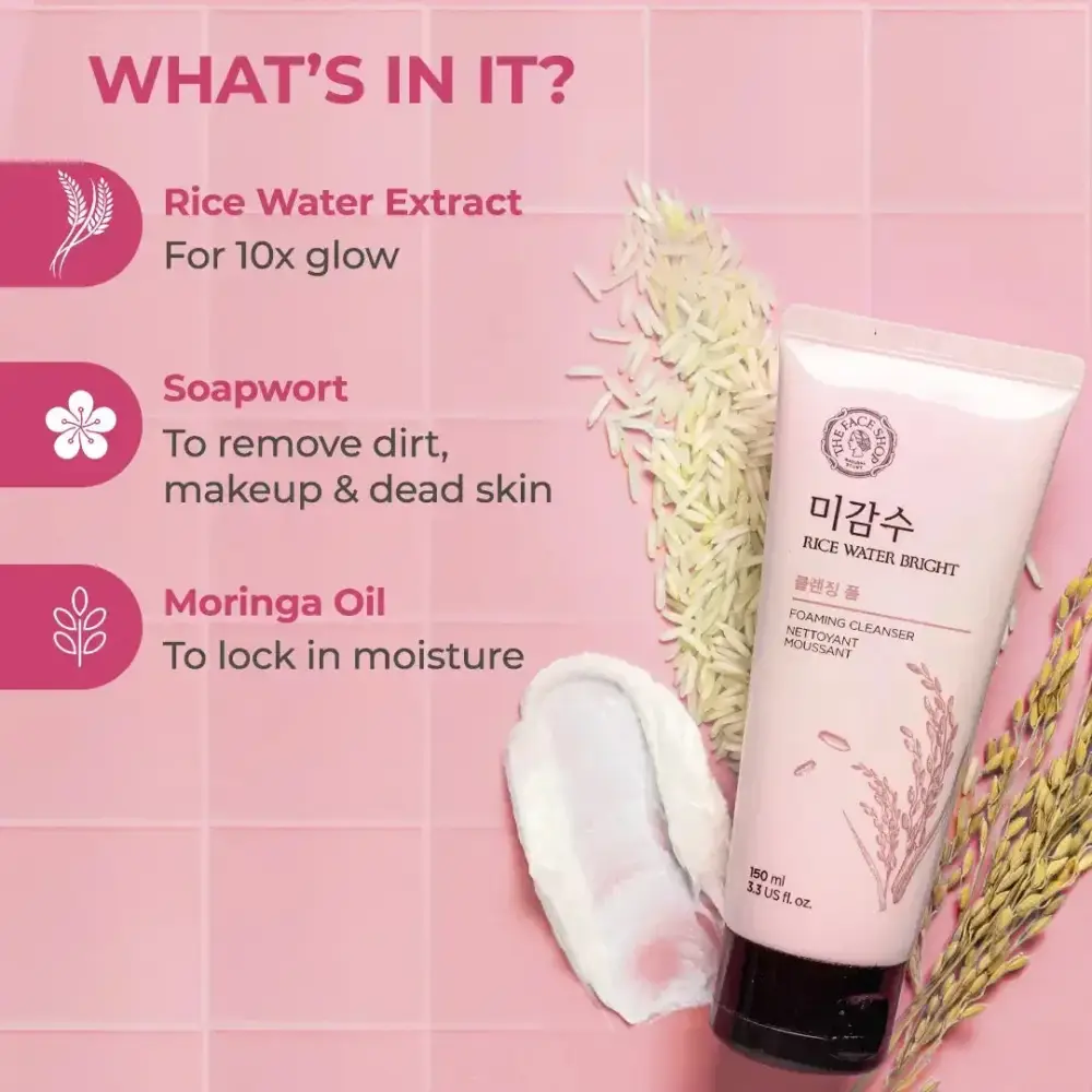 The Face Shop Rice Water Bright Foaming Cleanser (100 ml) — 3