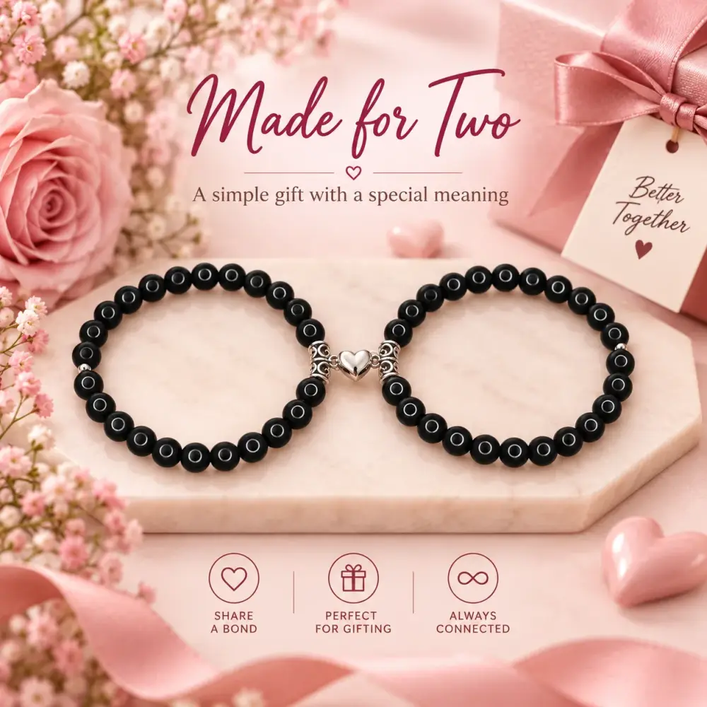 Matching Heart Black Couple Bracelet Set – 2 Pcs — 2