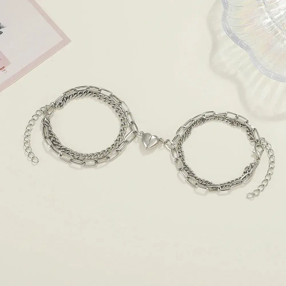 Multi Layer Heart Couple Bracelet Set — 2 Pcs — 3