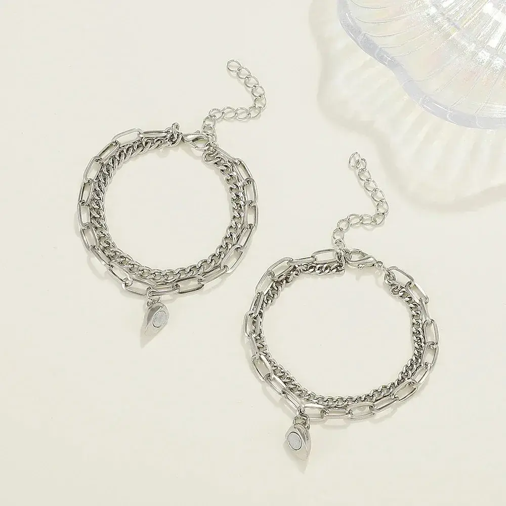 Multi Layer Heart Couple Bracelet Set — 2 Pcs — 2