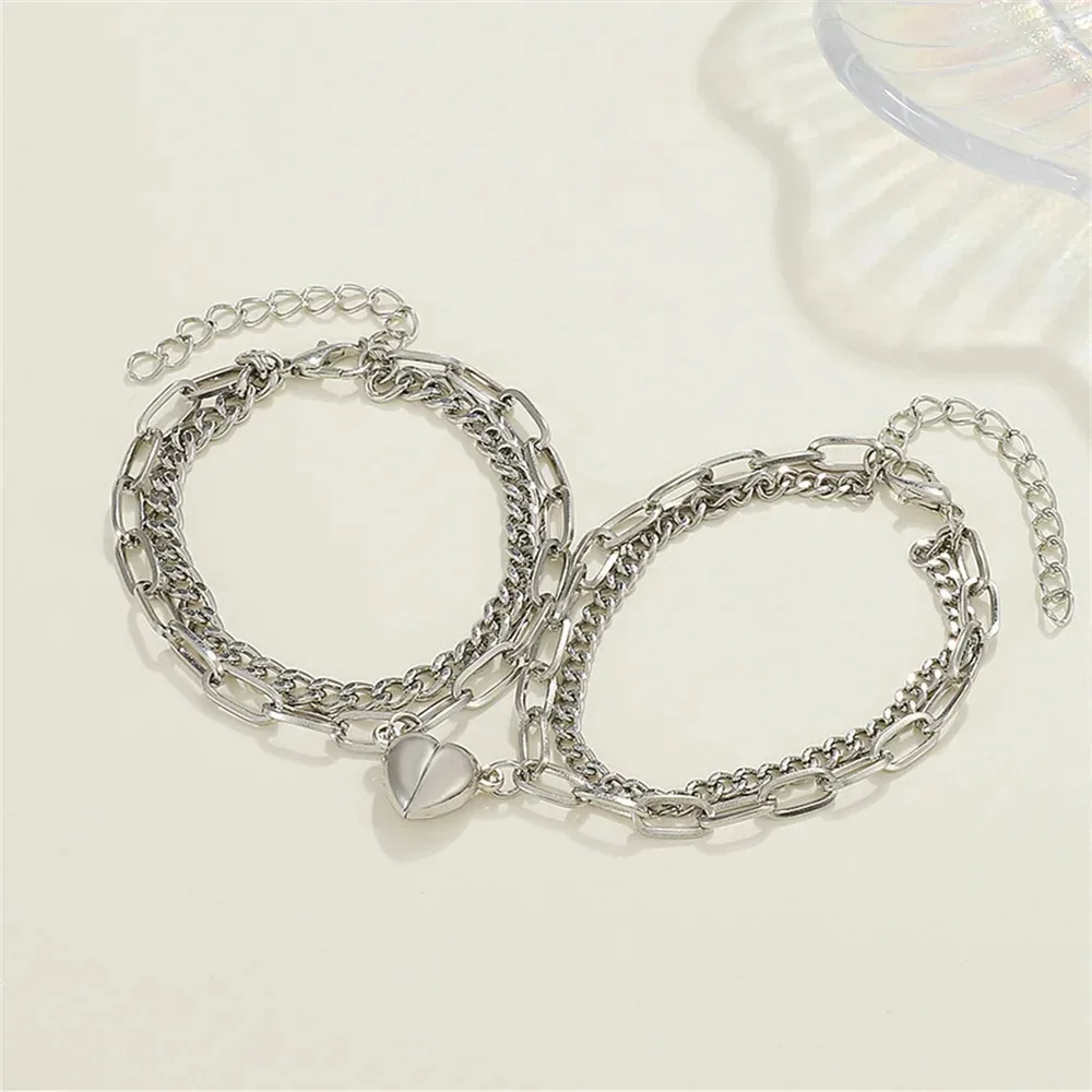 Multi Layer Heart Couple Bracelet Set — 2 Pcs